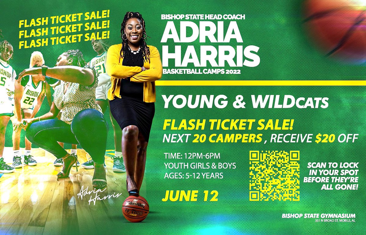 🚨FLASH SALE🚨 🗣Sign your kids up today and get $20 OFF for our Youth Basketball Day Camp on June 12th for Girls and Boys Ages 5-12 years old! Scan Registration link to get started or click it below ✅

eventbrite.com/e/340476603687