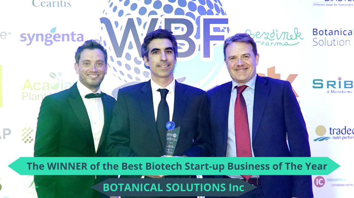 WBForum_'s tweet photo. Award for the Biotech Start-up Business of The Year
Sponsored by Syngenta
The Winner is:
Botanical Solutions Inc (BSI)
🎊 Congratulations Botanical Solutions 🎊
#wbfsummit #AWBSA2022 #bioprotection #biosummit22 #biopesticideRR #wbawards https://t.co/9k3Q3yjDnM