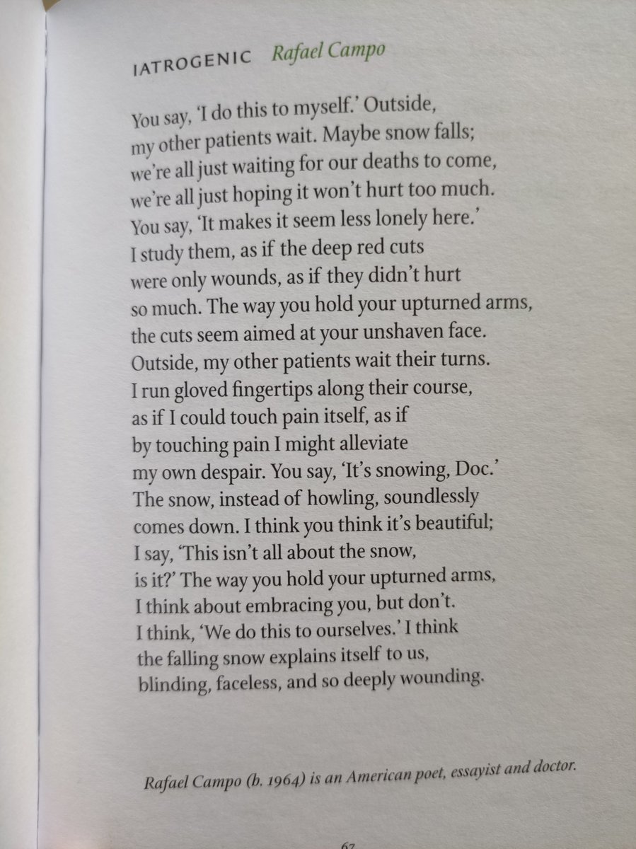 SabenaJ's tweet photo. @matthewrbroome @unibirmingham @IMH_UoB @artsatbham @unibirm_MDS Poetry
Can repair a fracture
It heals
It gives a visceral sense of shared humanity
It has musicality & intimacy
It raises uncertainty which is a big contrast to the certainty of medicine, threatening to those favouring objective data
#rafaelcampo #dealingwithuncertainty https://t.co/66LpFeUxgY