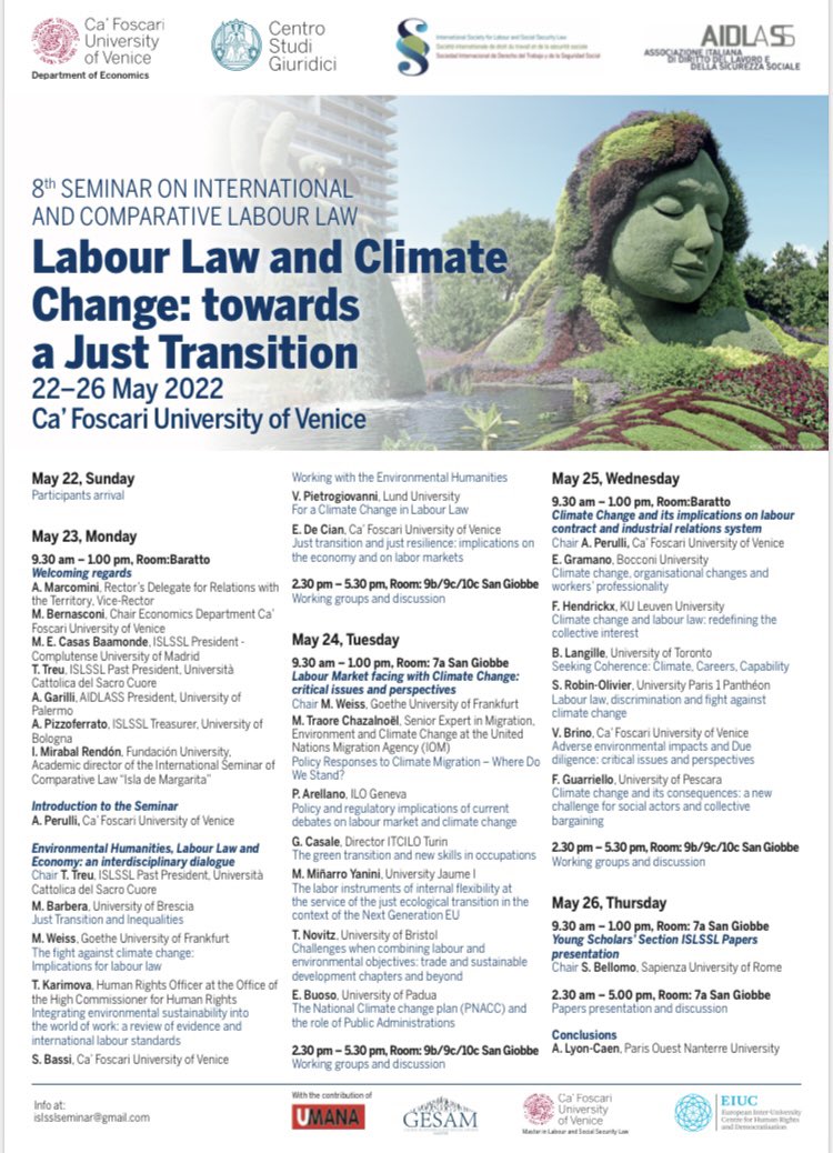 ProsdocimiSara's tweet image. Today at ISLSSL Conference discussing about the #environmentalissue in the economic constitution. Is the art.41 c.2  a &quot;driving force for #tradeunions&quot;?