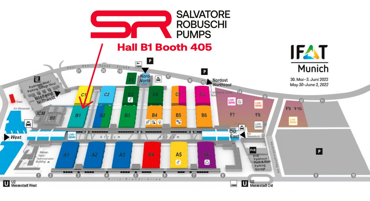 SRPumps's tweet photo. Starting from next monday, May 30th, Salvatore Robuschi will be present at #IFAT in Munich (Germany) with the new Logo, new Cantilever and new RE #pumps : have you already planned to visit us? https://t.co/P3bED1sEKs