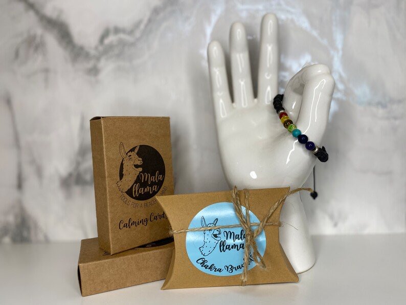 MalaLlamaTools's tweet photo. 🚨NEW PRODUCT! 🚨

Mala Llama Calming Bundle.

Including Calming Cards, with positive affirmations &amp; individual coping strategies/ meditation tips, &amp; a Chakra Bracelet made up of lava beads &amp; 7 crystal beads representing the chakras. 

Bundled together to leave you calm. https://t.co/O7aTIWV2MW