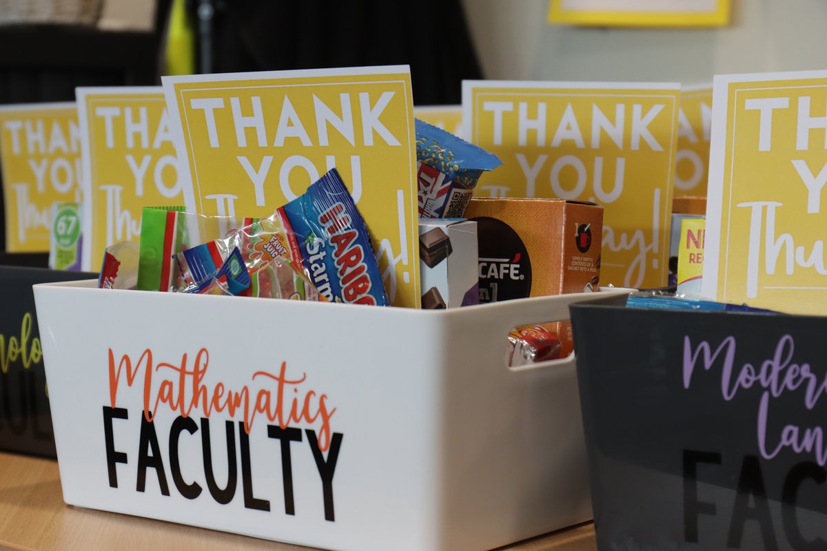 AcklamGrange's tweet photo. Today is #NationalThankATeacherDay and we're celebrating by thanking all of our staff with sweets and treats for all of their hard work! 

Our Senior Leadership Team delivered some lovely boxes to each faculty this morning for them to enjoy 🍬🍫 https://t.co/tz2o9QIzc0