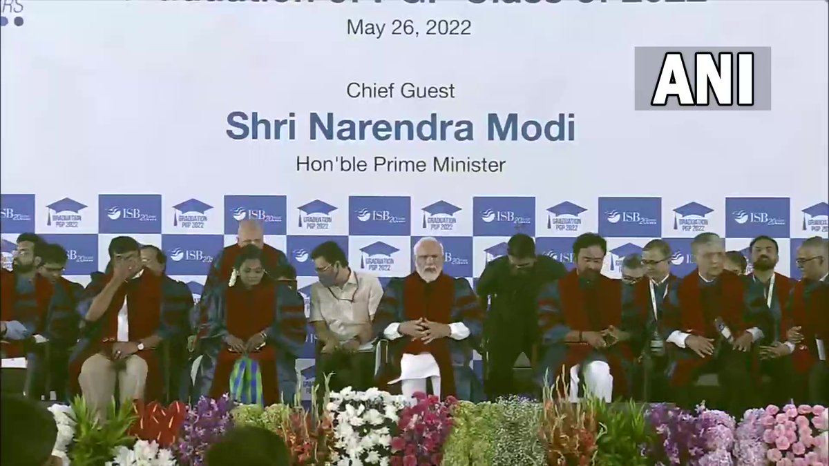 ANI's tweet photo. Telangana | Prime Minister Narendra Modi attends the celebration of the completion of 20 years of Indian School of Business (ISB) in Hyderabad. https://t.co/4x0go2nfbl