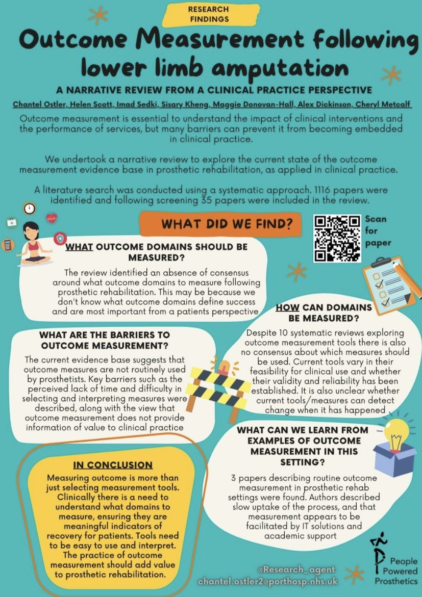 ISPOUKMS's tweet photo. #SPOTLIGHT New research findings in Outcome Measures following lower limb amputation. You can find the paper below highlighting review from a clinical practice perspective: https://t.co/ykxgmvBQ32.  #outcomemeasures #clinical #prosthetics #orthotics https://t.co/WCOSKZhkFd
