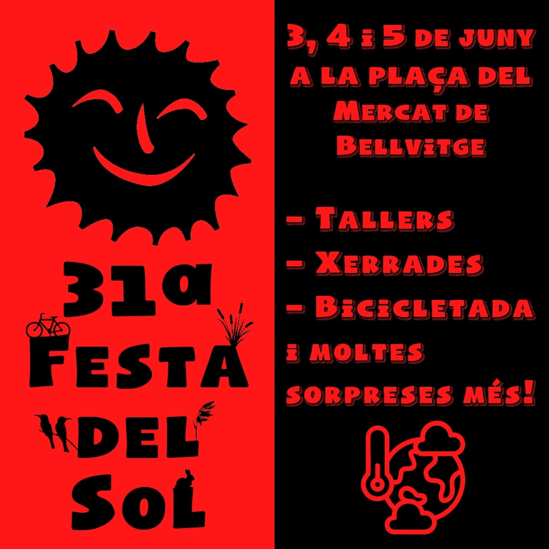 La_Collectiva's tweet photo. I el dissabte 4 de juny hi serem a la #31FestadelSol a Bellvitge. Una jornada organitzada per @lasaboga per compartir amb entitats i veïnes de la ciutat i l'àrea metropolitana els nostres neguits i reptes davant la imprescindible #transicióEcosocial arran l'emergència climàtica https://t.co/Xnk6X4PcXD
