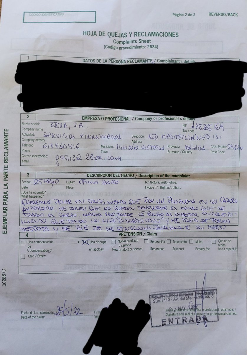 Macaalbis's tweet photo. @BBVABancaRespon @Fund_Diversidad @ComisionEuropea Oye que cosa más rara ayer justamente me pasa esto ( adjunto denuncia y hoja de reclamaciones) con mi hijo, creo que no ha llegado la noticia  a la oficina 7113 Rincón de la victoria ,Málaga, no?   @bbva @Autismo_Espana @ArnoldChiari_ES @ComisionEuropea @diUCM https://t.co/nLoeZhGfaM