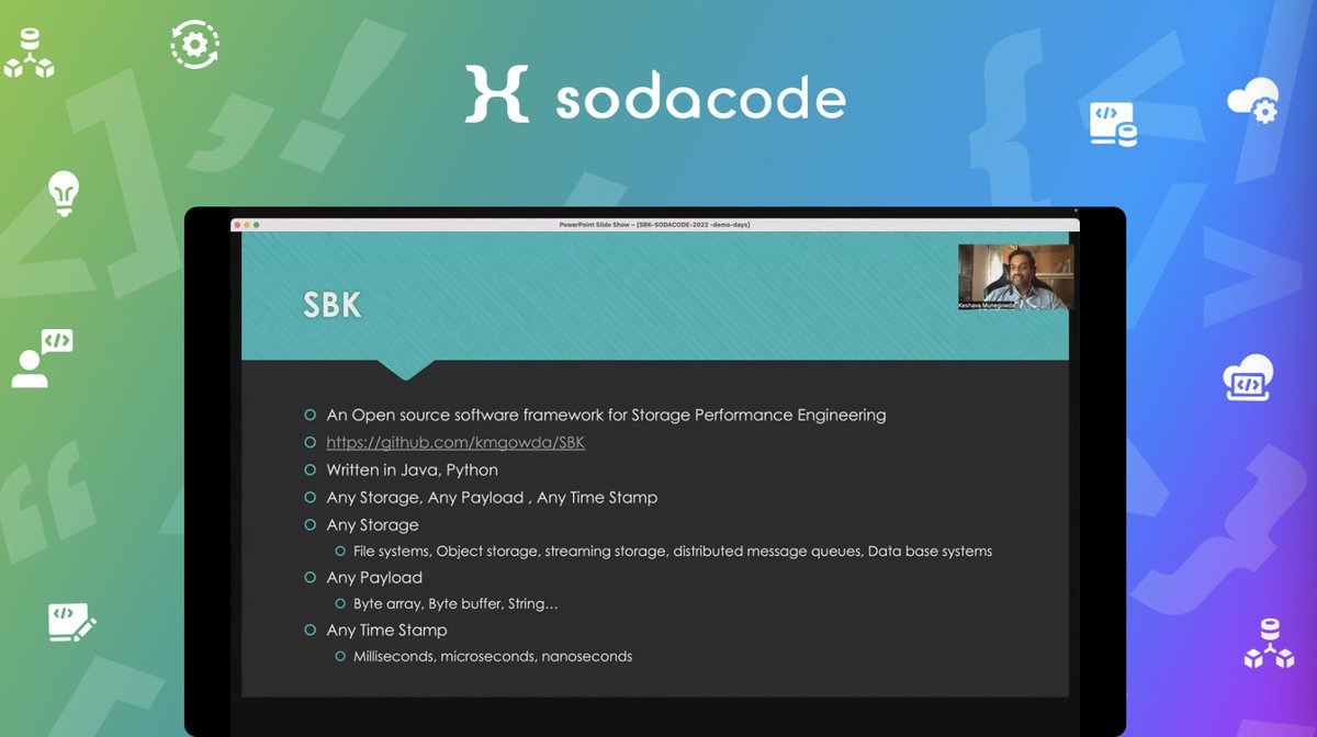 sodafoundation's tweet photo. #sodacode Demo Days Day 2
Project introductions of #SBK, #Configurator, #DAOs, #KebeFledged and how to contribute to these projects by the hackathon participating project leads @kmgowda103, Renugadevi B & Surendar B, Johann Lombardi, and @senthilrch
https://t.co/dRRar5m1jk https://t.co/mxfJKvlmRY