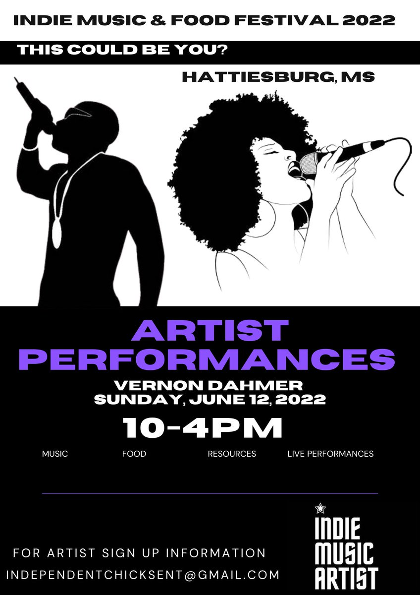 independentchi1's tweet photo. 📢📢Are you interested in performing live at the #IndieMusicandFoodFest ❓❔ You still have time to get signed up ‼️#ICE #NextLevelDJs #HattiesburgMS #StraightLikeThat https://t.co/vo7XAyZeiD