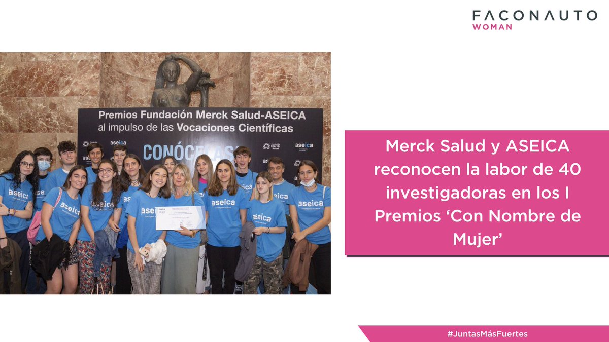 FaconautoWoman's tweet photo. 👏 ¡Qué importante es visibilizar el #talento femenino!

Gran labor de @fundmercksalud y @ASEICAnews reconociendo la labor de 40 investigadoras en los I Premios ‘Con Nombre de Mujer’. 

¡Un impulso a las vocaciones científicas!

#JuntasMásFuertes https://t.co/lP2Ad3QfJM