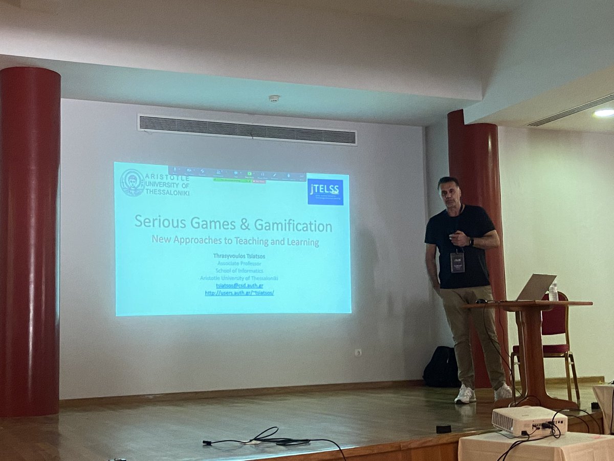 xiaomei_wei's tweet photo. #JTELSS22 Keynote: Serious Games &amp; Gamification – New Approaches to Teaching and Learning by Thrasyvoulos Tsiatsos. https://t.co/vF9p3WSlv6
