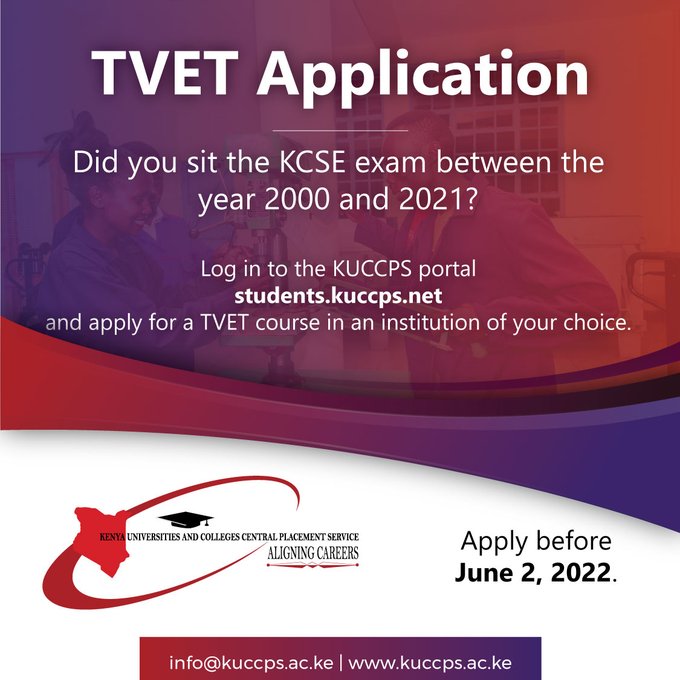 MMUST_Kenya's tweet photo. 2/2
Students with mean grade of C- and above who sat for their KCSE in previous years are also encouraged to apply. 
We attach the KUCCPS poster detailing the application procedure.

#IChooseMMUST 
#KUCCPSApplication
#Universityofchoice https://t.co/5ojTpWkinT