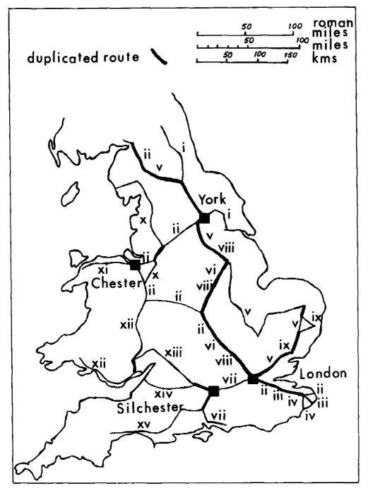 The (Updated and Digitised) British Routes of the Antonine Itinerary using known roads (as identified by Ivan Margary)

Numbers refer to the route, Line thickness indicates number of routes using a road segment

#RomanRoads #RomanBritain #RomanScotland #RomanEmpire