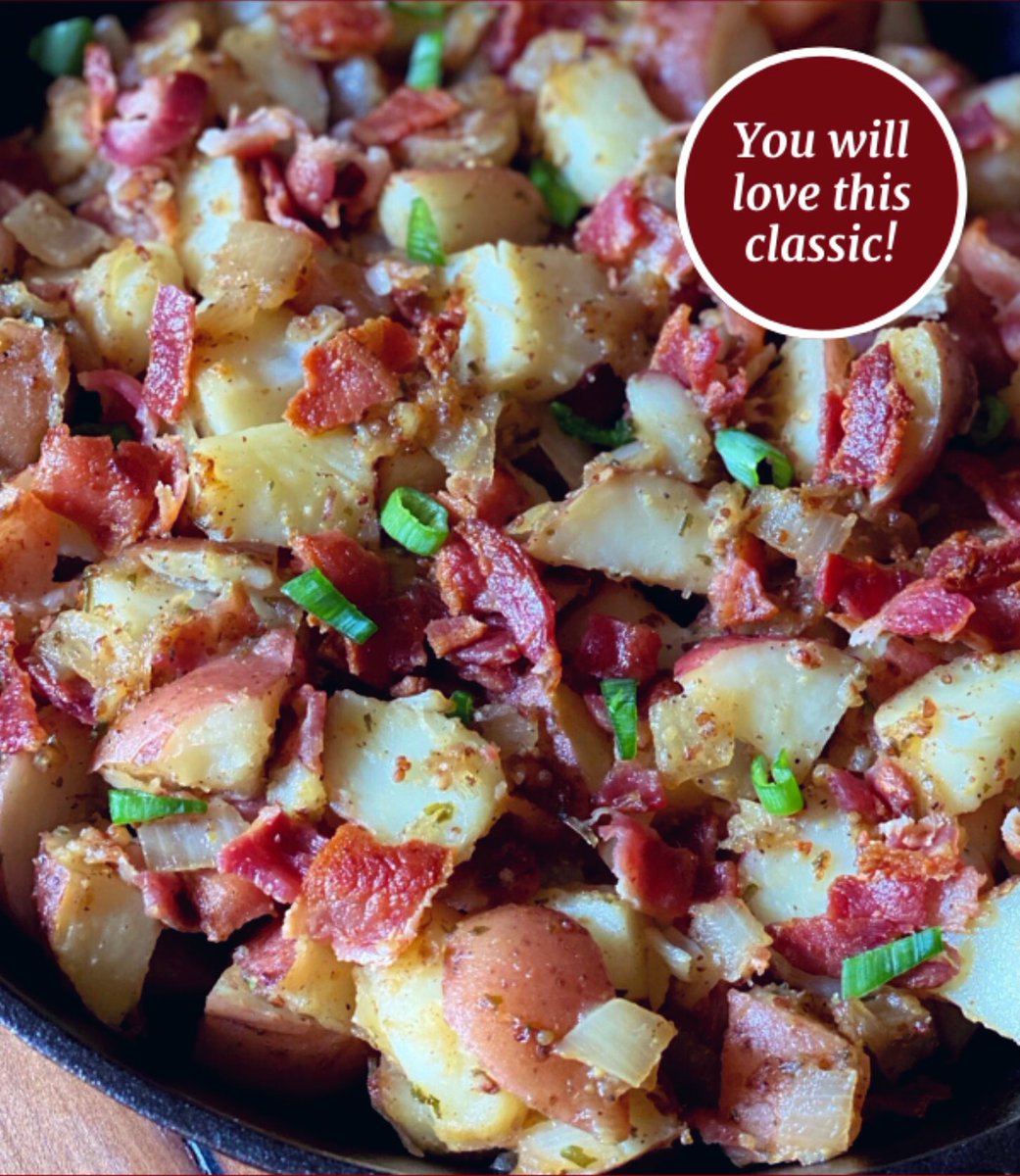 SouthLadyCooks's tweet photo. Old fashioned German potato salad made with bacon is so delicious and a favorite for any gathering. #potato #redpotato #salad #bacon #delicious #classic #MemorialDay #recipe ➡️ https://t.co/x3IyUBwWDY https://t.co/4vTLb1rFoY