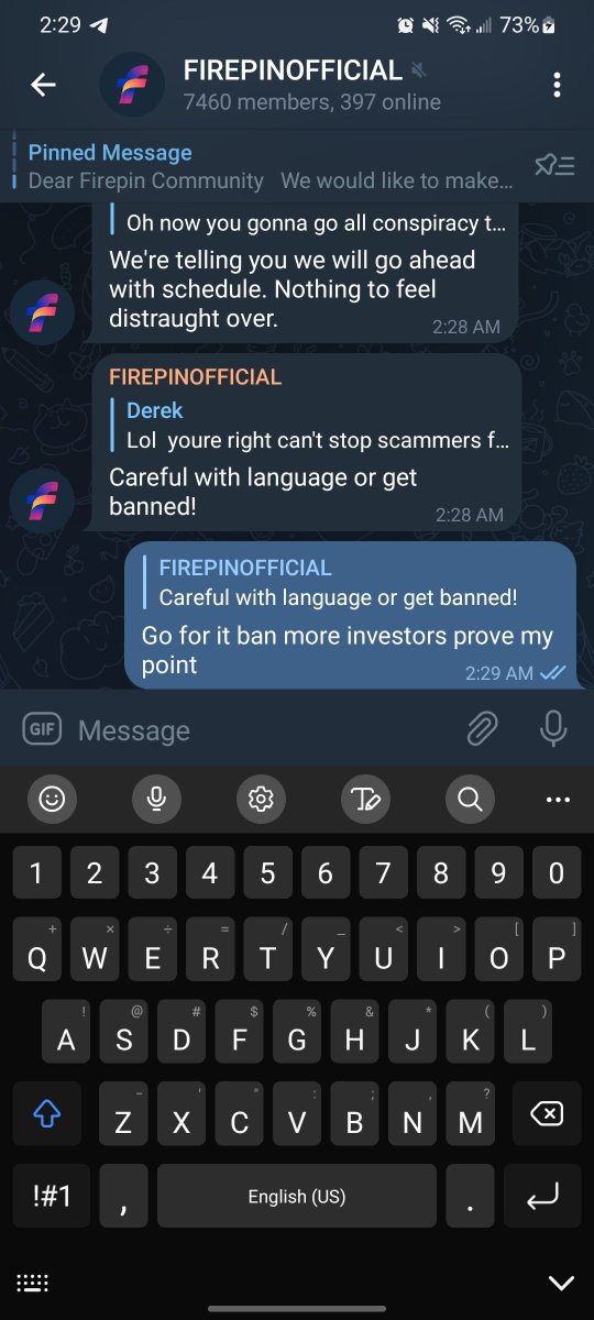 Ryzen142's tweet photo. If I could save anyone from investing into scams some more let me introduce you to @FIREPIN_io theyve delayed multiple times already and just rigged a telegram poll to postpone the launch again.  When people have voiced their concerns they've been banned.  Stay far away!! https://t.co/3HGtdg4BXF