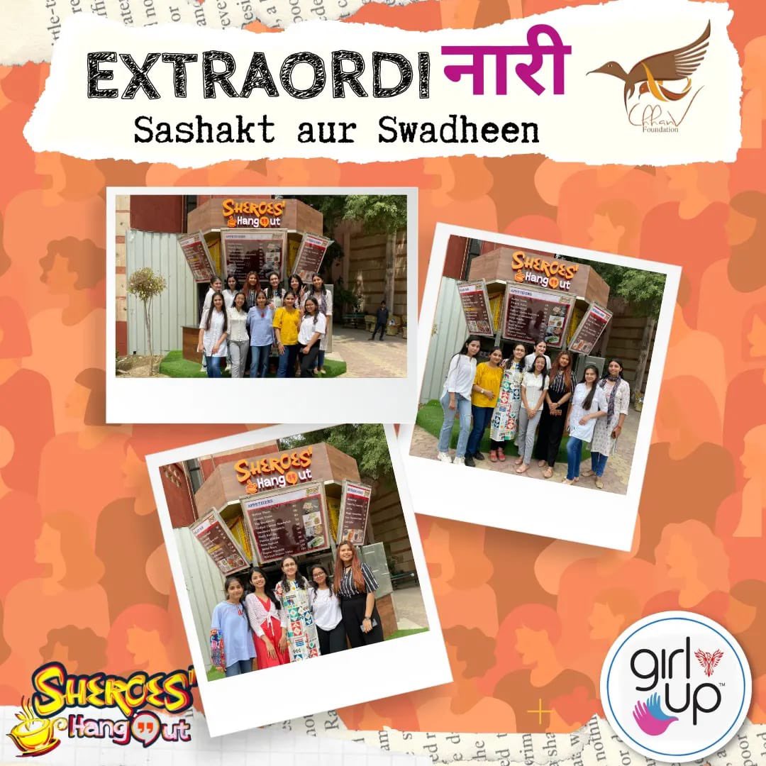 GirlUpPhoenix1's tweet photo. The entire Girl Up Phoenix team🌼, in partnership with the Chhanv Foundation, staged a fundraiser called 
"EXTRAORDINAARI," which was a huge success, with a total of Rs.35,000 raised🥳. The team members attended an offline event Sheroes cafe Noida
#weareallinit #wearestrong https://t.co/liGKXAYPJu