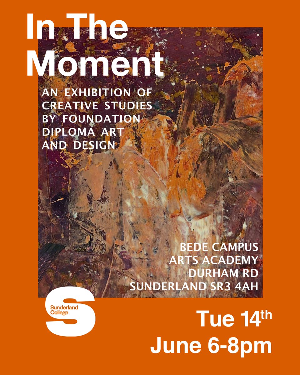 On Tuesday 14th June at 6pm our @SunCollArts Foundation Diploma Art & Design end of course show is launched. An exciting mix of #painting #photography #graphicdesign #video #sculpture #animation and #fashiondesign will be on show. All welcome.