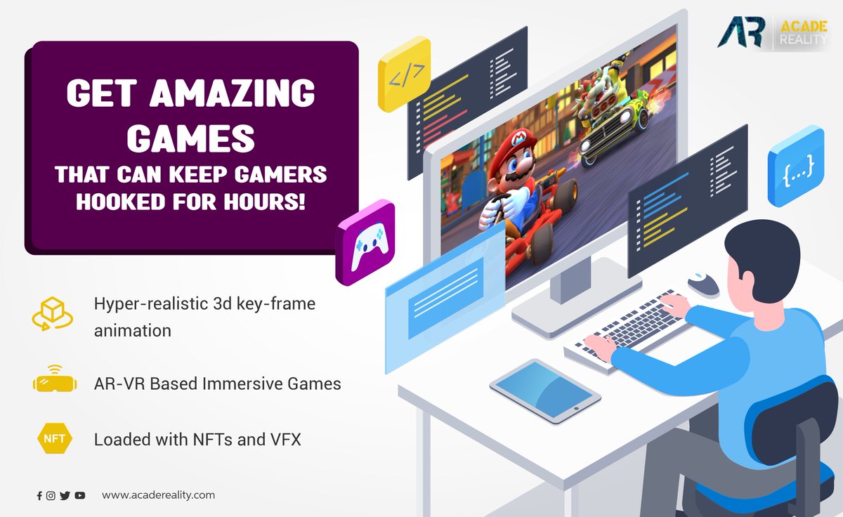 AcadeReality's tweet photo. The best gaming experience is waiting for your consumers! At #AcadeReality, we develop amazing #videogames with customized #gaming avatars and NFTs, delivering a fully immersive gaming experience! https://t.co/ScDEG55JYU #gamedevelopment #gamedeveloper #gameart #Gameplay #gaming https://t.co/exsHcKhfiZ