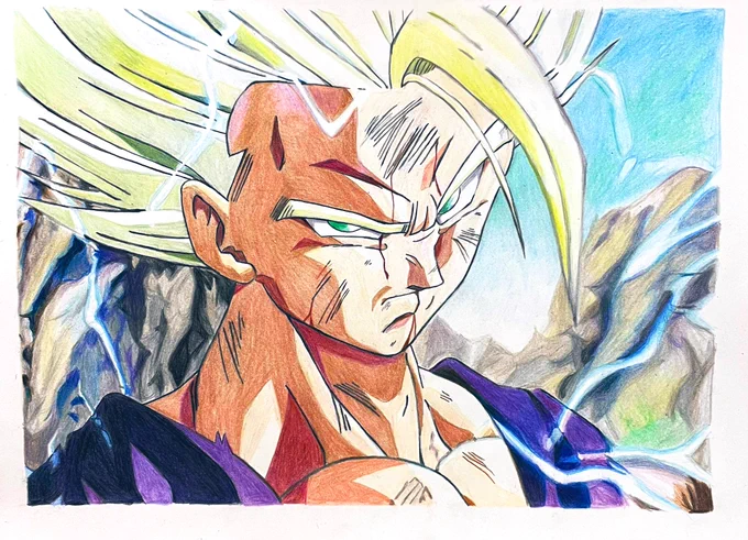 完成しました😊
#ドラゴンボールZ
#超サイヤ人2悟飯
#色鉛筆
#模写 