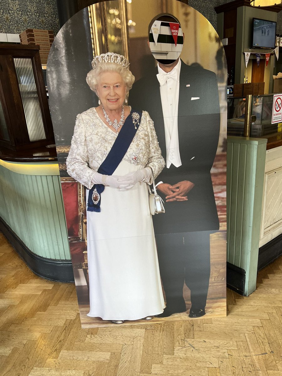Wyldes1849's tweet photo. We’re getting decoration ready for the Queens jubilee weekend, and we’ve got a visitor! Come and pop in for a picture with the Royal highness herself! https://t.co/Jxh6bFdafC