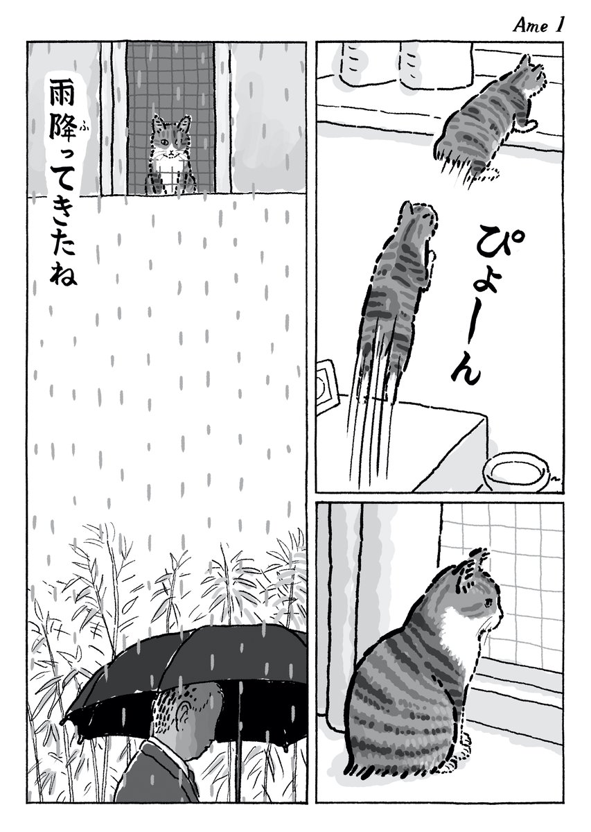 2ページ猫漫画「雨の匂い」 