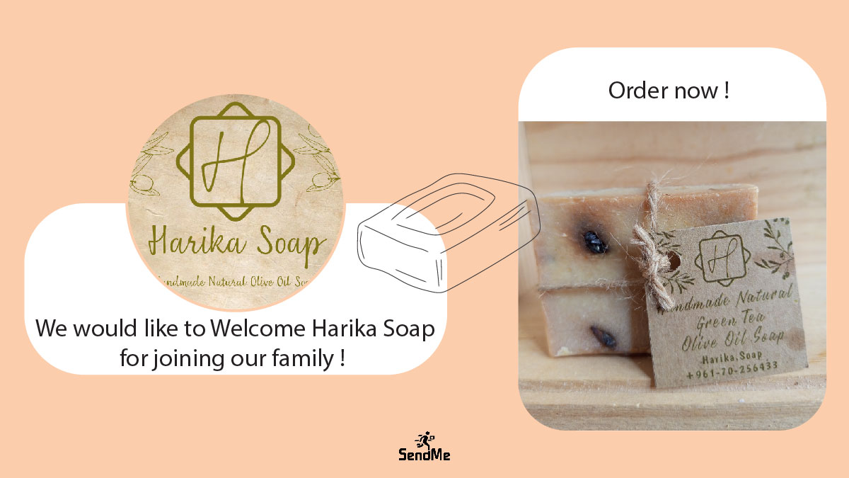 We would like to Welcome Harika Soaps for joining our Family !
Enjoy the Homemade Natural Soaps made from 100% olive oil with herbs, spices and fruits !
Order now 👇 
deeplink.sendme.today/m6z63gyNERiX21…
🔻 Download SendMe from your app store or from
sendme.today/lb
#Lebanon #olive