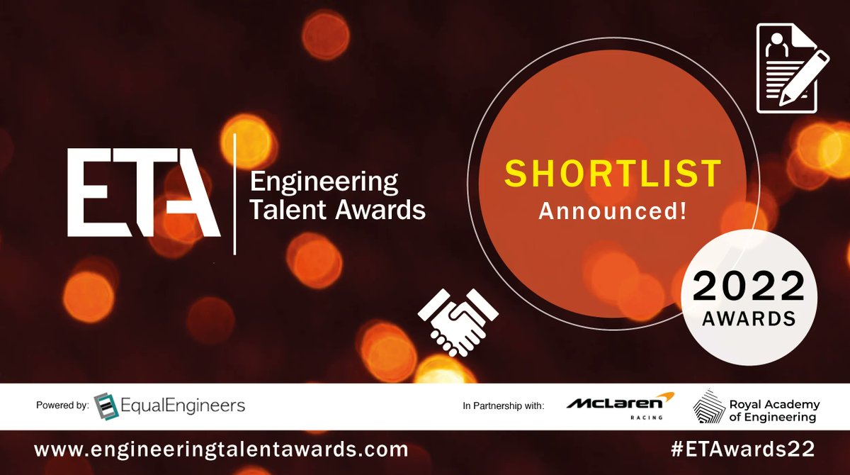 We are partnering with <a href="/EqualEngineers/">EqualEngineers</a> for their Engineering Talent Awards this year! They have released the nominees for this year's awards - explore the categories to see who made the shortlist: engineeringtalentawards.com/shortlist-2022/ #ETAwards #EngDiversity
