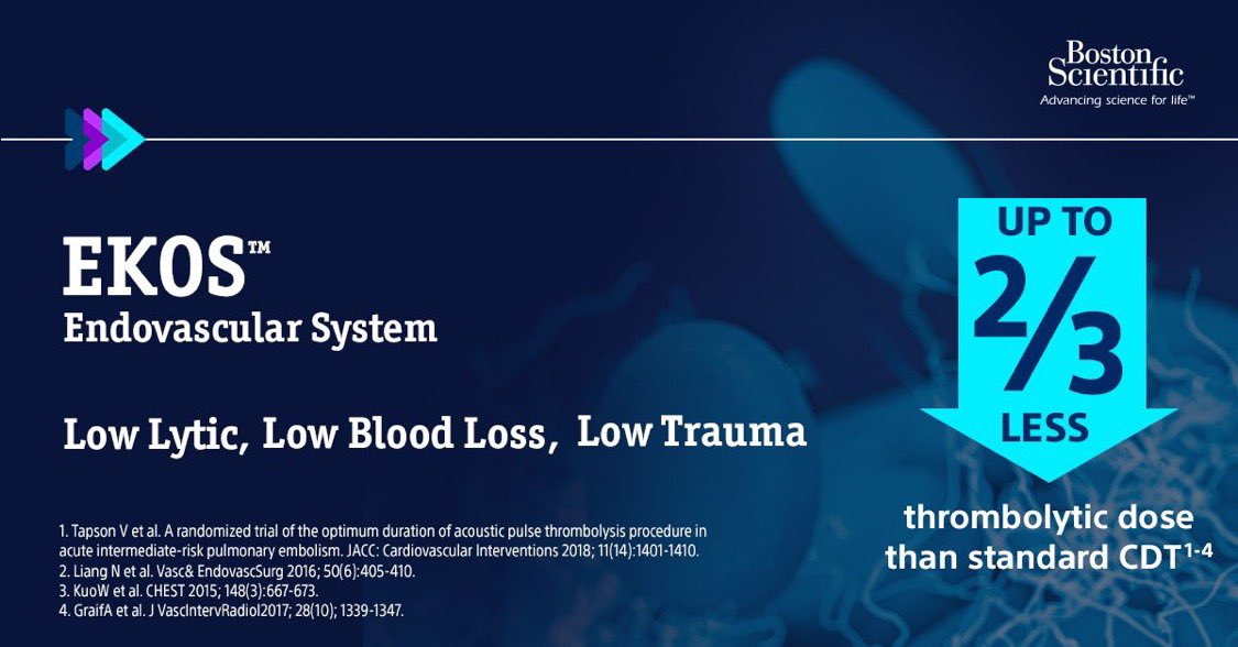 AFawzyElsayed's tweet photo. EKOS is a safe, repeatable and reliable treatment that dissolves thrombus quickly with low lytic, low blood loss and low trauma – resulting in proven long-term outcomes. #evidencebasedmedicine #whyweEKOS #pulmonaryembolism #ekostherapy #BSCEMEA https://t.co/OO1bXX5BFY https://t.co/rQuyUedH7W