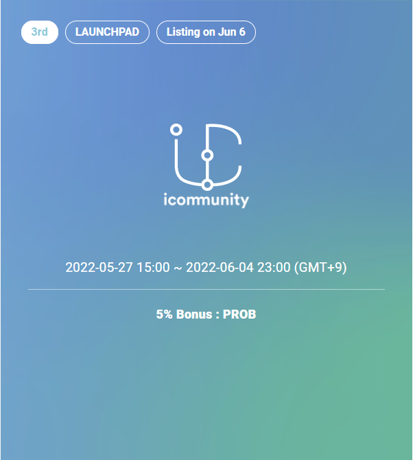 🔥IEO PREMIUM LAUNCH🔥

⭐️Round 3 and LAST of IEO OPEN! #iCommunity (#ICOMtoken)
⏰ Duration: May 27, 2022 - June 4, 2022
💵Price: $0.28/ICOM
🚨 Presale and Sale Phase 1: ALL SOLD OUT
🎁 WIN rewards!

Go to bit.ly/3wOYaaO to get your extra bonus.