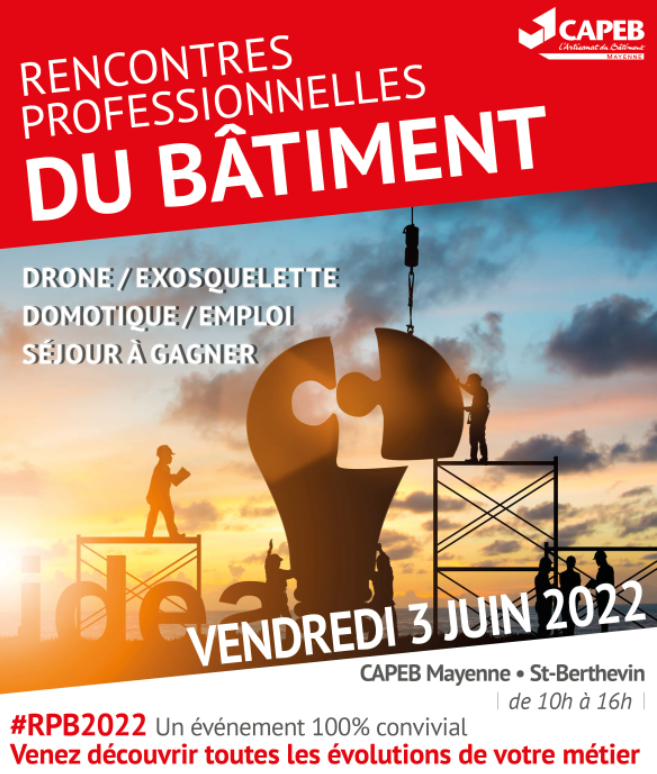 Web2vi's tweet photo. [ EVENEMENT ] 📢

👉 Ça se passe la semaine prochaine !

Venez nous retrouver le 3 juin de 10h à 16h pour les Rencontres Professionnelles du Bâtiment de la CAPEB MAYENNE à Saint-Berthevin.

On vous y attend nombreux ! 🤝

https://t.co/ne47RFEaFk
#rpb2022 #web2vi #capebmayenne https://t.co/YPPeayryCP