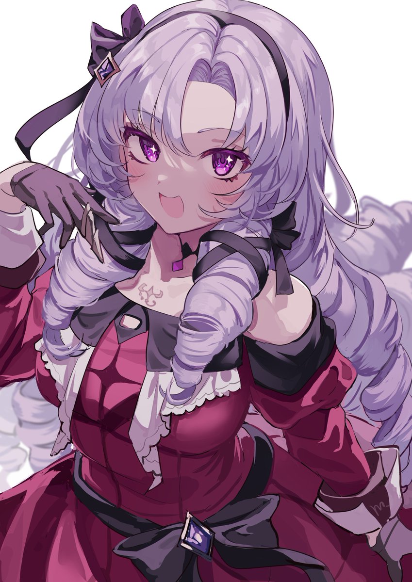 hyakumantenbara salome 1girl solo dress gloves red dress purple eyes long hair  illustration images