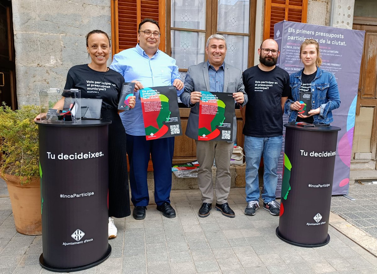 incaciutat's tweet photo. Donam el sus a la primera campanya de pressuposts participatius d'Inca! 500.000€ per inversions participatives amb la finalitat que pugueu decidir sobre els projectes que es possen en marxa. 

Tu decideixes! ℹ️ Consulta les propostes i vota 👉https://t.co/ps2DavYRL5 https://t.co/Po7nBRUgFa