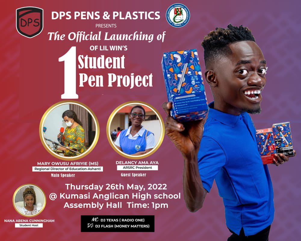 Let’s Roll out 
Today 26th May 
@ Super Kass Assembly Hall 
We put to together all the Ashanti Regional High School to launch our #OneStudentOnePen Project.
#wezzyempire