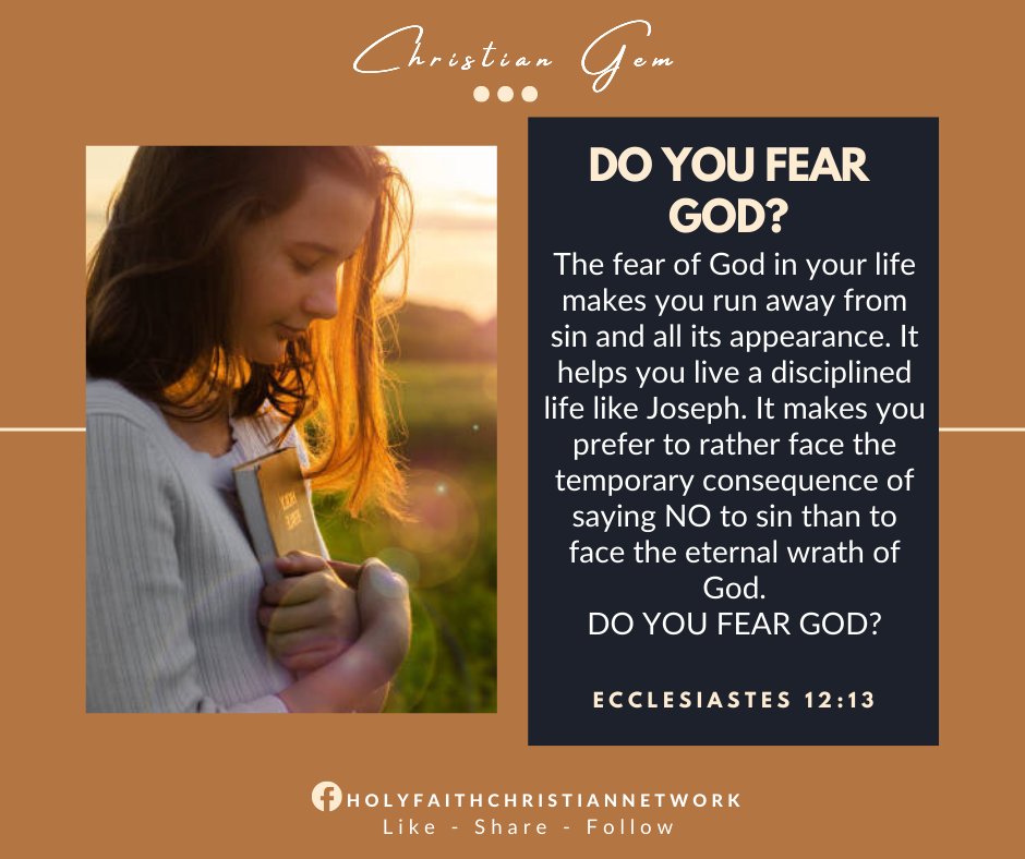 kayodex29's tweet photo. Ecclesiastes 12:13 KJV
Let us hear the conclusion of the whole matter: Fear God, and keep his commandments: for this is the whole duty of man.
#ChristianGEM https://t.co/zfVGogwF95