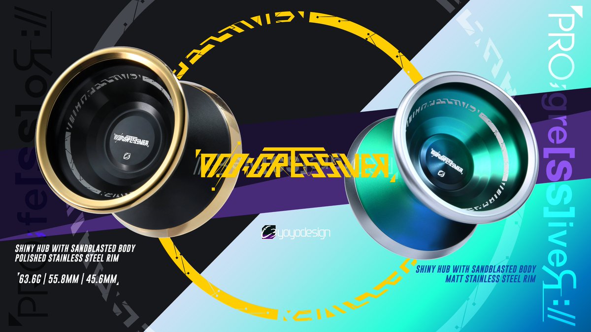 C3yoyodesign's tweet photo. The high-end bimetal model - "PRO:gre[SS]iveЯ://" by C3 2022.

Come in 2 new colorway! The luxury look Black with Shiny Gold rim, and fresh style Faded Blue Green with Matt Silver rim.

First release in #2022JN , worldwide coming soon!

#c3yoyodesign #c3progressiver #ヨーヨー https://t.co/KhCYQEX0lI