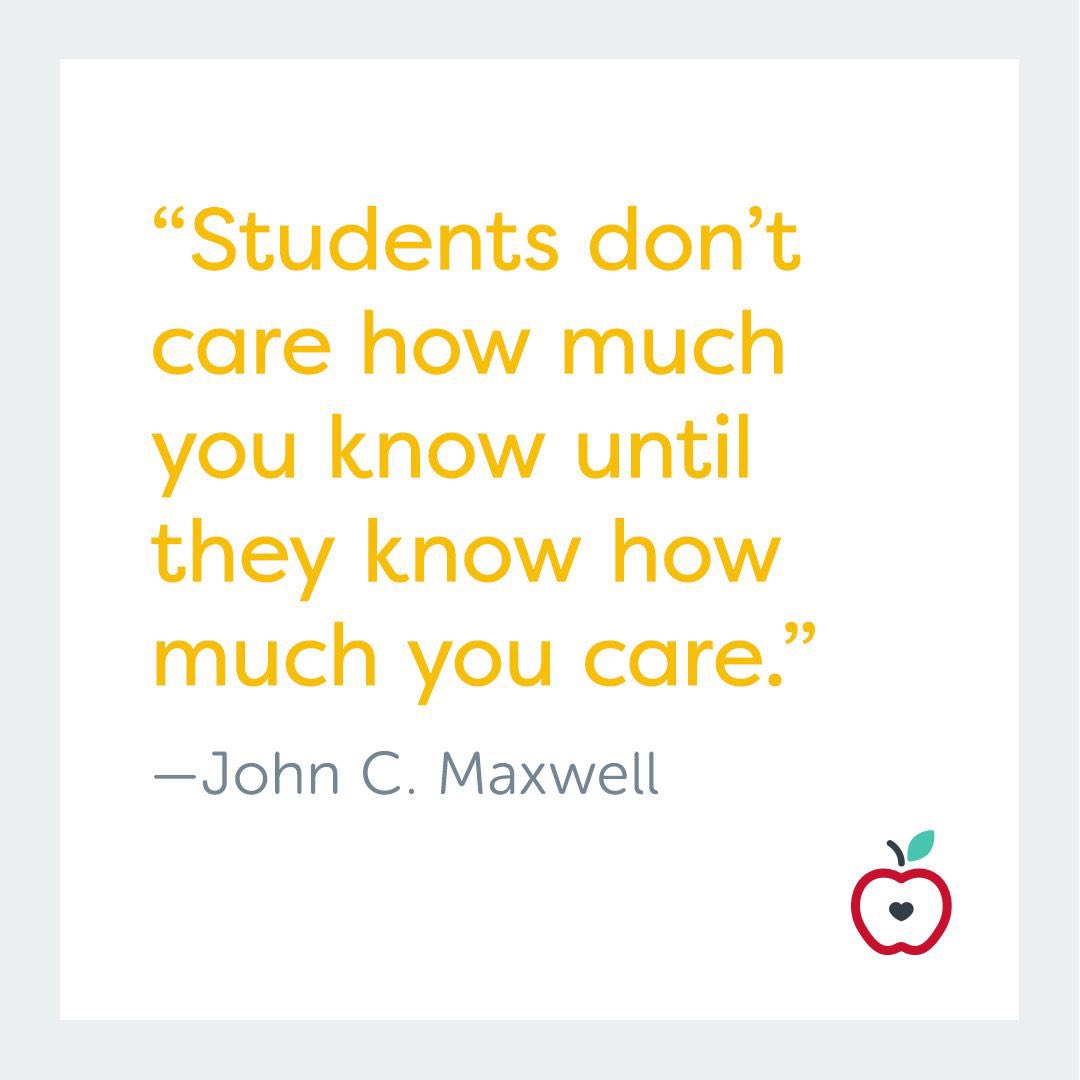 Students don’t care how much you know until they know how much you care 
#education #teacher #leadership #sped #cte #specialeducation #teachertwitter #bcf530 #stem
