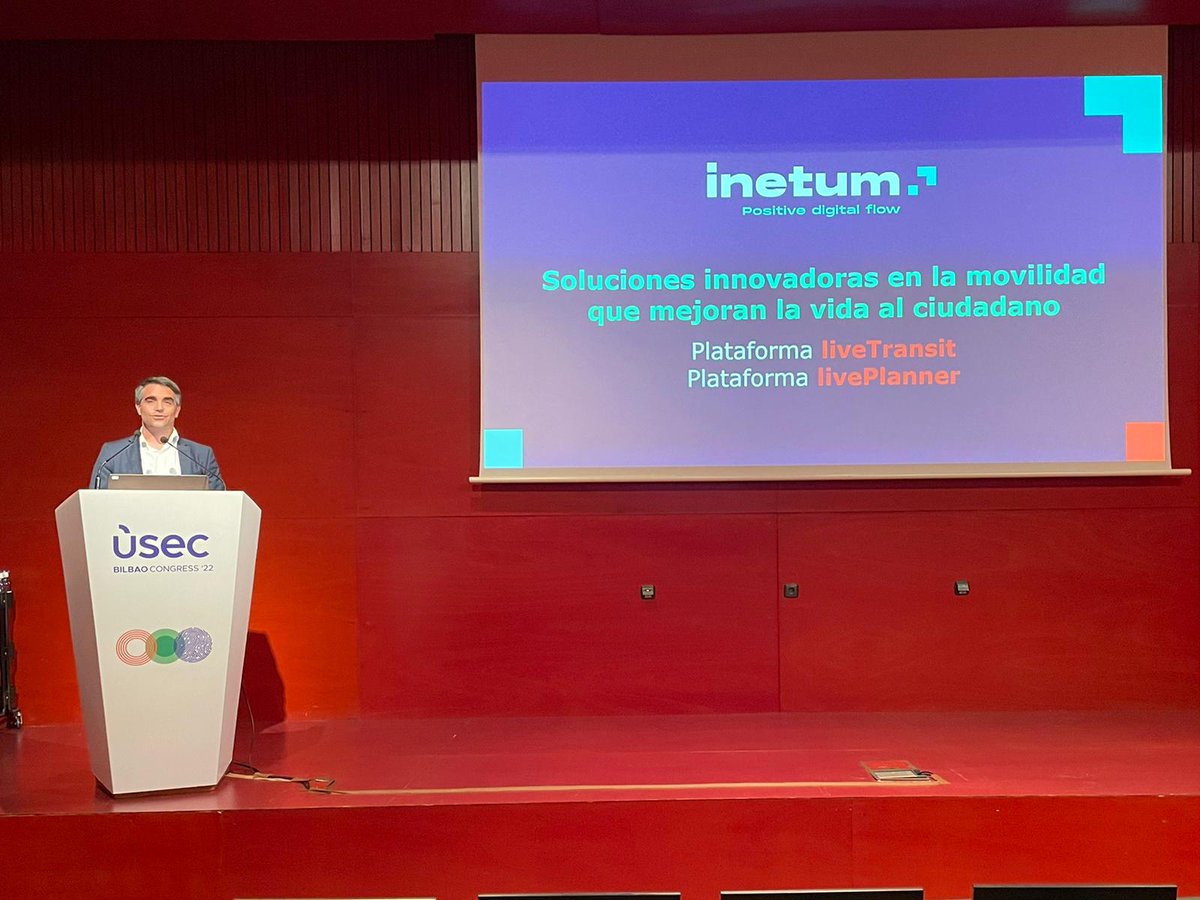 inetum_es's tweet photo. En el USEC Bilbao Congress 2022, Antonio Blanco, director Transporte & IoT, nos habla de las "Tecnologías disruptivas en Movilidad y Emergencias".
#transporte #movilidad #liveTransit #livePlanner #tecnología
#Inetum #Positivedigitalflow https://t.co/0fKlvRyPAY