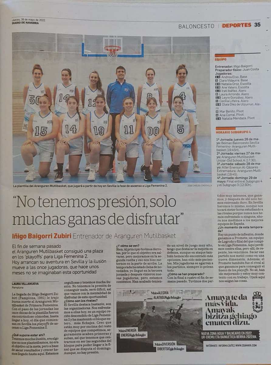 Mutilbasket's tweet photo. Reportaje en @DiariodeNavarra #AúpaMutilbasket 💙💙💙 https://t.co/2dgIIUZMVV
