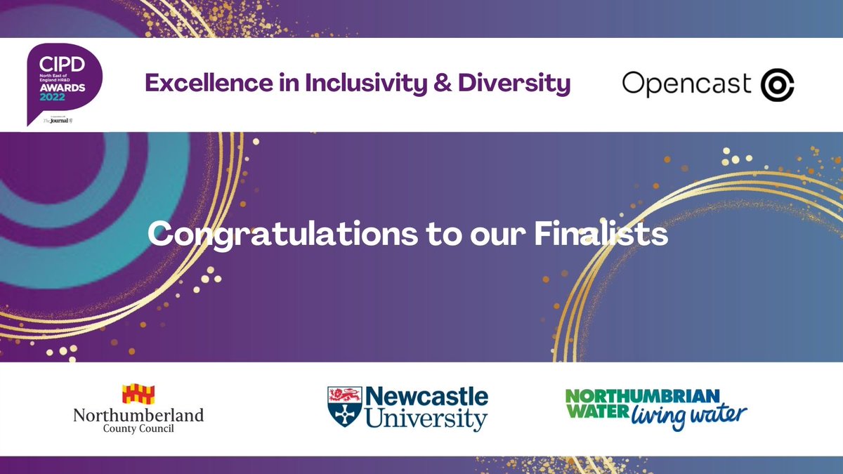 CIPD_NE's tweet photo. 🤩 Congratulations to our finalists! 🥳 🏆 #CIPDNEawards
Excellence in Inclusivity and Diversity, sponsored by @TeamOpencast
@UniofNewcastle @N_landCouncil @nwater_care 👏 https://t.co/wq4U5dR5Df