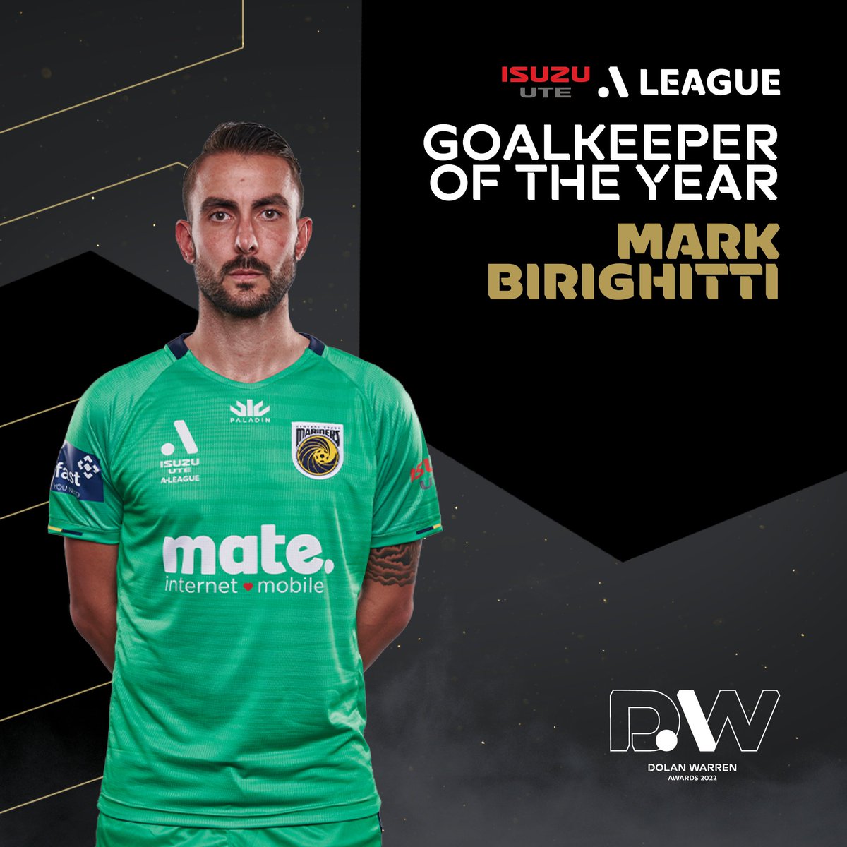 Isuzu UTE A-League (@aleaguemen) on Twitter photo The safest hands in the <a href="/IsuzuUTE/">Isuzu UTE Australia</a> A-League ๐งค
Congratulations to <a href="/CCMariners/">Central Coast Mariners</a>' Mark Birighitti on taking out the 'Goalkeeper of the Year'!
Follow live: bit.ly/3lIjPML
#DolanWarrenAwards The safest hands in the <a href="/IsuzuUTE/">Isuzu UTE Australia</a> A-League ๐งค
Congratulations to <a href="/CCMariners/">Central Coast Mariners</a>' Mark Birighitti on taking out the 'Goalkeeper of the Year'!
Follow live: bit.ly/3lIjPML
#DolanWarrenAwards