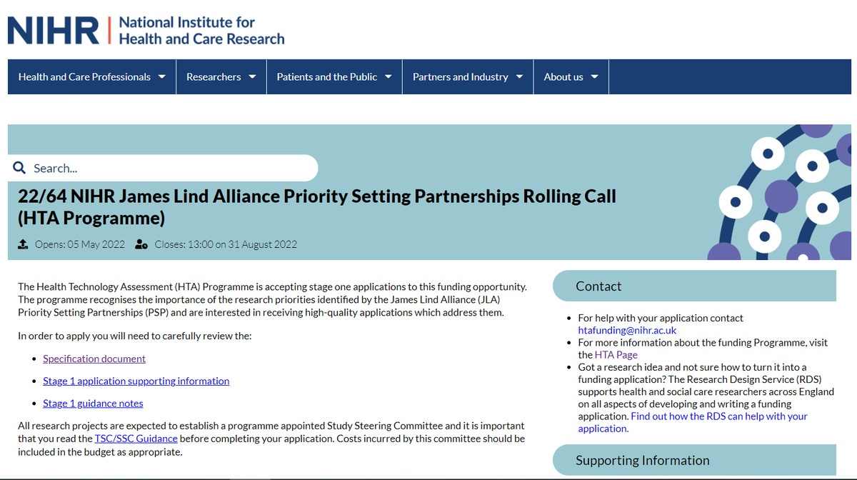 LindAlliance's tweet photo. Still really pleased to see the @NIHRresearch rolling call for research which has come from JLA PSPs. Here's the link for the HTA call https://t.co/vHPN1pstbN https://t.co/6TXjFDNXMa