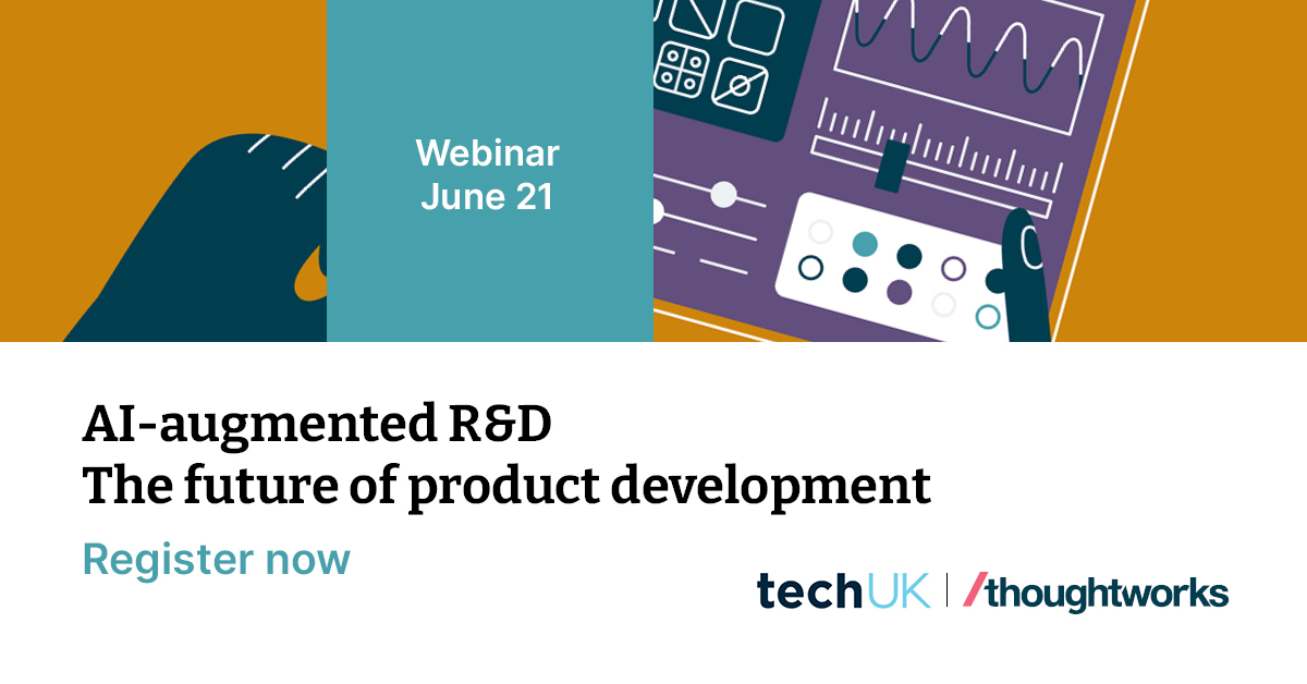 thoughtworks's tweet image. What does the future of R&amp;amp;D look like? Join Thoughtworks and @techUK to explore how AI-augmented R&amp;amp;D can accelerate time to market and reduce product development costs. Register now: bit.ly/37MVyl6 #AIAugmented