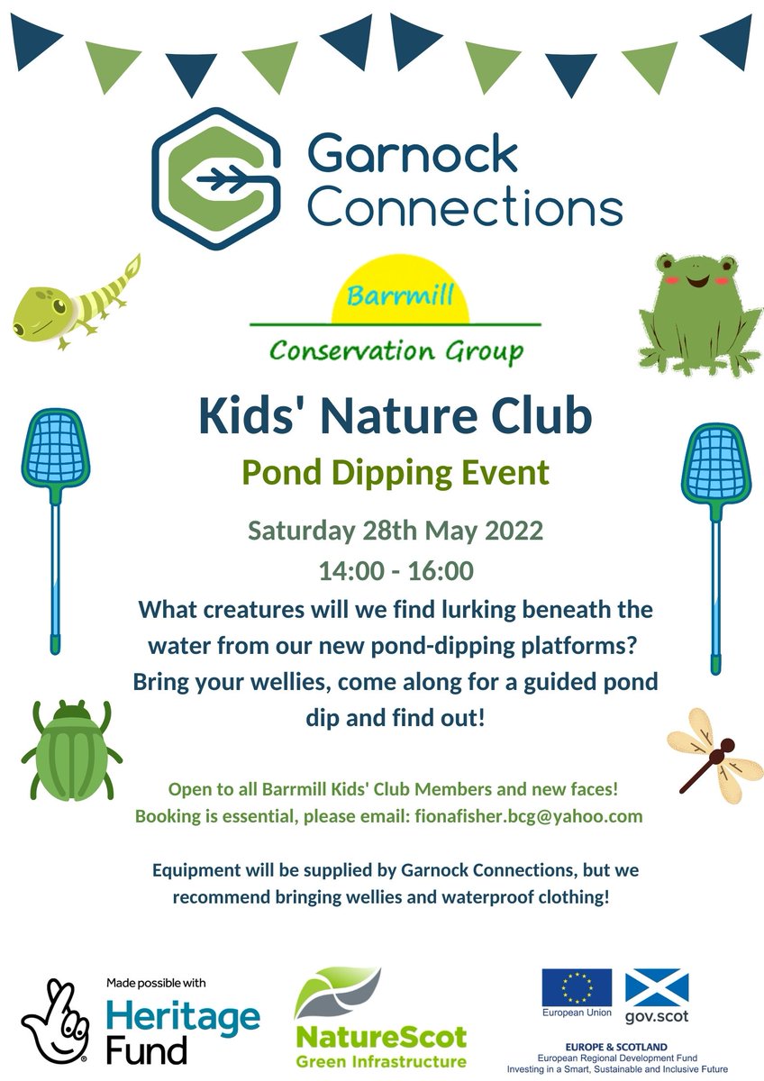 GarnockLP's tweet photo. This Saturday from 2pm, we are running a pond dipping session alongside @BarrmillCG at our new platforms. If you know a young nature-lover, why not book them in with Fiona on her email below? Wellies essential! #pondlife #nature #kidsactivities #garnock #barrmillvillage https://t.co/nVOjEtBvCL