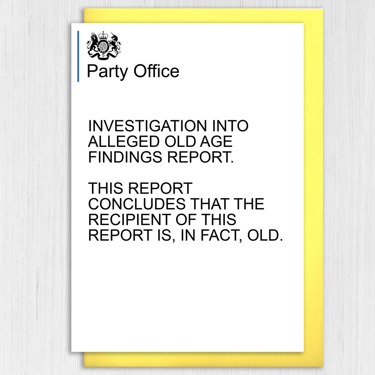 printswp's tweet photo. This report is much more entertaining than Sue Gray’s! #suegrayreport #partygate #borisjohnson #funnycard #birthdaycard #ukpolitics #oldage #etsyshop #etsyseller #etsyuk #supportsmall #smallbusiness #printswithpersonality https://t.co/EZzBt8IeRl