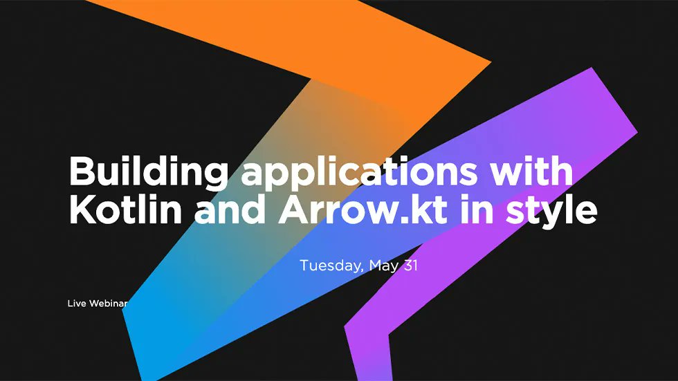 On May 31st, @vergauwen_simon will show you how to build applications in style with Kotlin and Arrow during a special webinar brought to you by JetBrains. Check out all the details here: buff.ly/3PvR6Zd @jetbrains @arrow_kt #kotlin #functionalprogramming