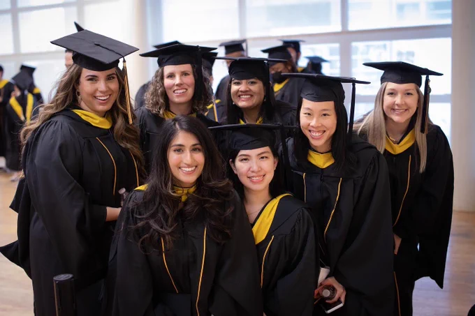 Group of students posing in regalia.