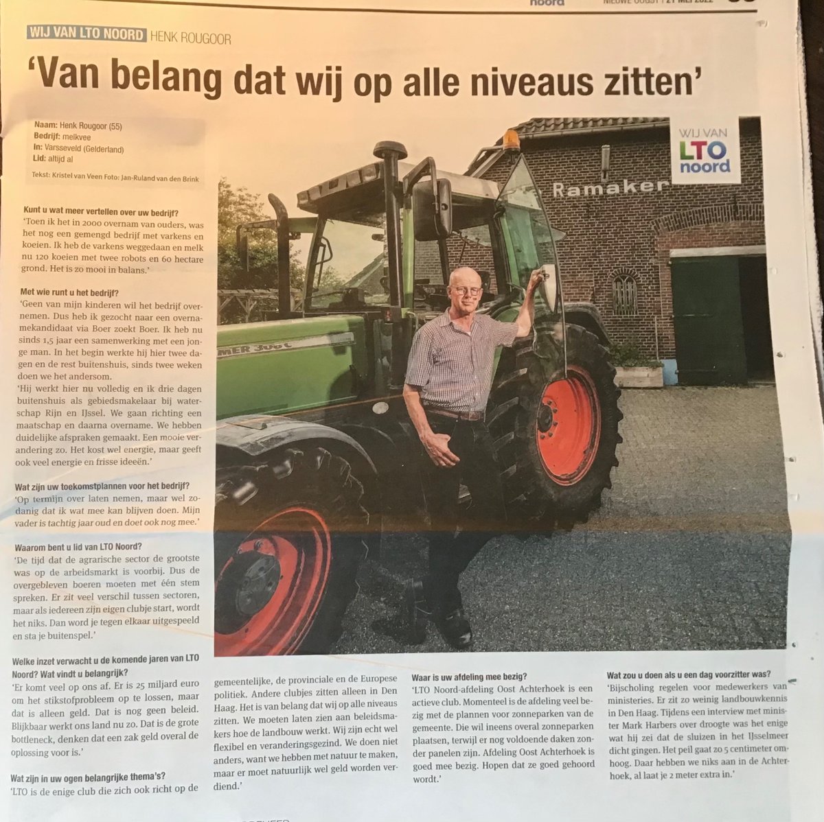 Lid van onze afdeling, en tevens oud-bestuurslid, Henk Rougoor, deze week in de Nieuwe Oogst.