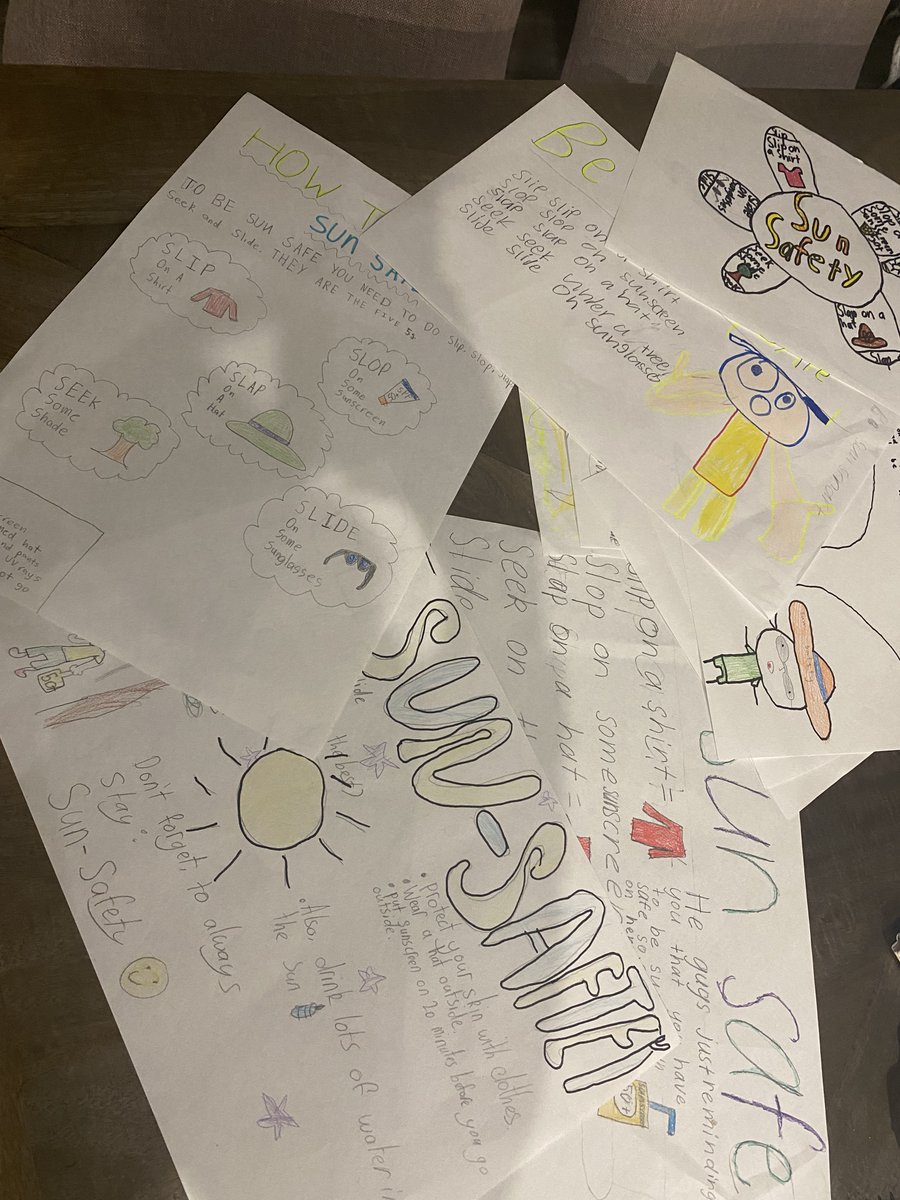 LouiseR2000's tweet photo. My students loved learning about how we can all be sun safe. Great way to wrap up their learning through creating posters promoting the 5 sun smart rules. Fabulous effort 2R!!! 
#acuedu_p https://t.co/gY3GoQAYXv