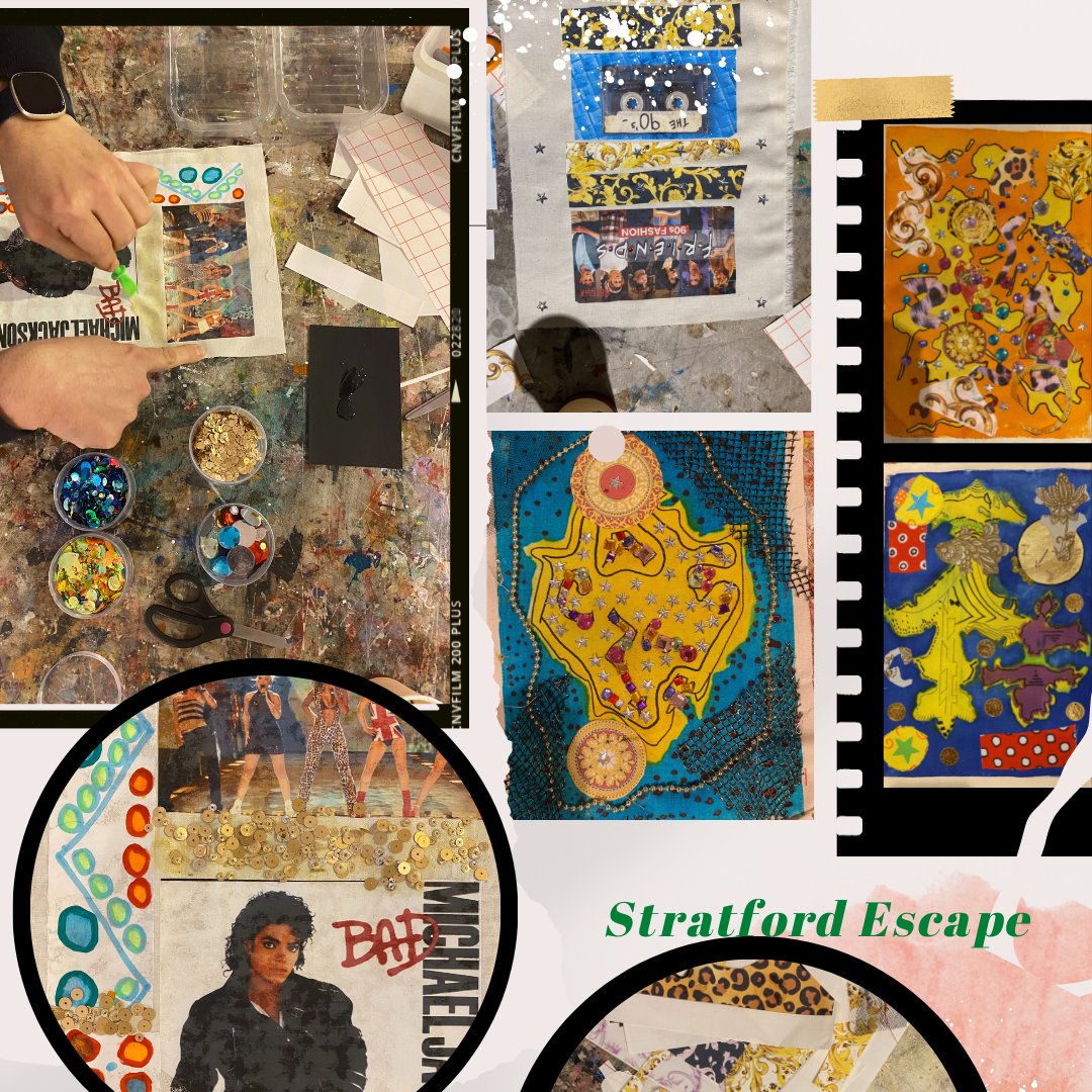 Stratford Escape has been working towards the Jubilee Celebrations with Barbara Fidoe and textiles work with Mary Courtney. Sessions take place every Wednesday from 11am to 1pm at the old H&amp;M building located in Bell Court, Stratford. For info, contact info@escapearts.org.uk