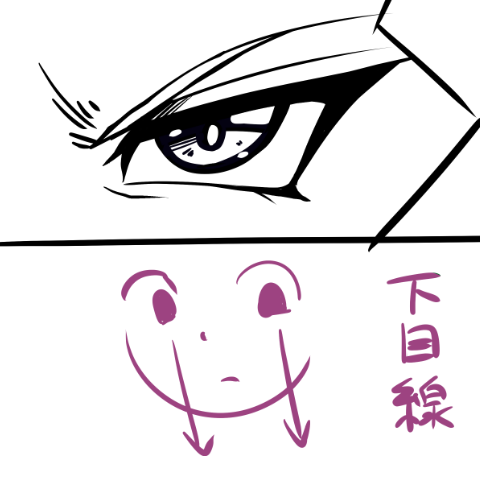 ↑みたいな目のキャラが下向いた時の目ってどう描いたらいいかいつも悩む🥺 